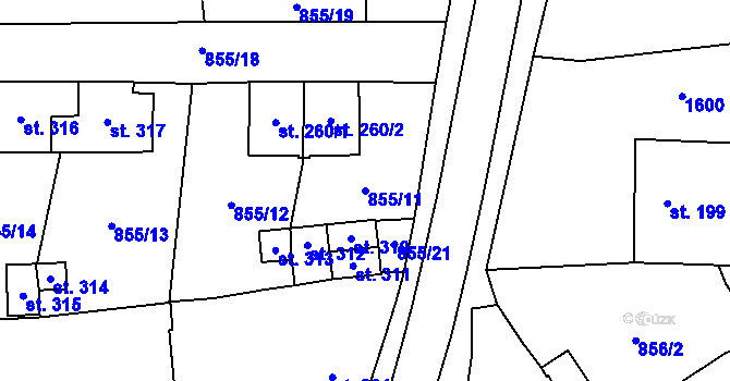 Parcela st. 855/11 v KÚ Bezdružice, Katastrální mapa