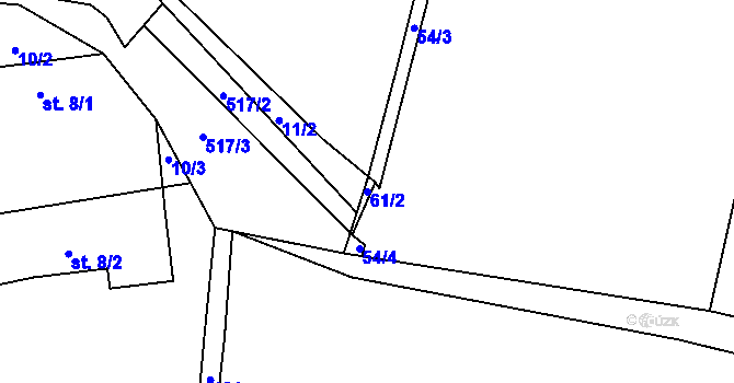 Parcela st. 61/2 v KÚ Polžice u Bezdružic, Katastrální mapa
