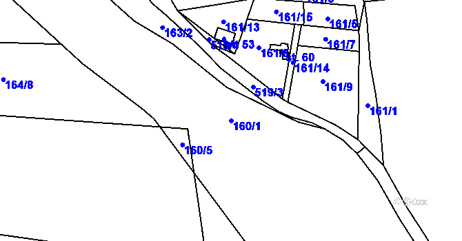 Parcela st. 160/1 v KÚ Polžice u Bezdružic, Katastrální mapa