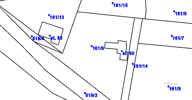 Parcela st. 161/8 v KÚ Polžice u Bezdružic, Katastrální mapa