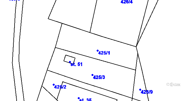 Parcela st. 425/1 v KÚ Polžice u Bezdružic, Katastrální mapa