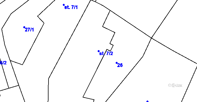 Parcela st. 7/2 v KÚ Kohoutov u Bezdružic, Katastrální mapa