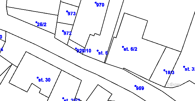 Parcela st. 5 v KÚ Křivce, Katastrální mapa