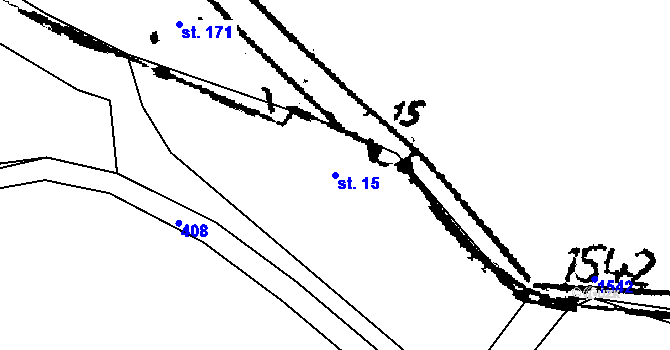 Parcela st. 15 v KÚ Potín, Katastrální mapa