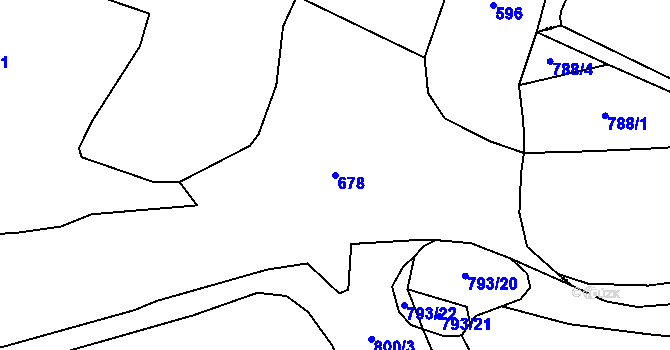 Parcela st. 678 v KÚ Řešín, Katastrální mapa