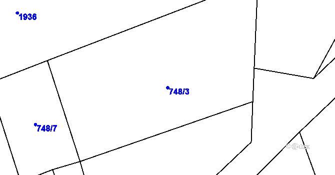 Parcela st. 748/3 v KÚ Zhořec u Bezdružic, Katastrální mapa
