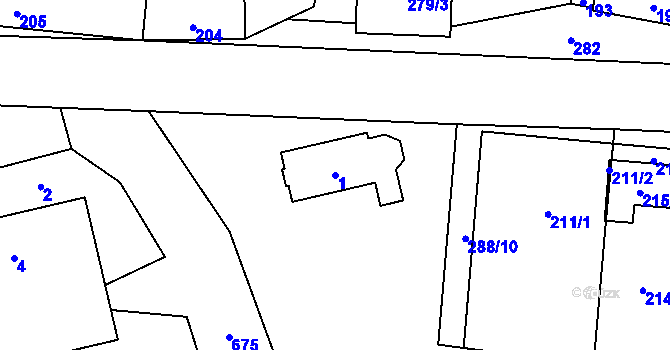 Parcela st. 1 v KÚ Bezkov, Katastrální mapa