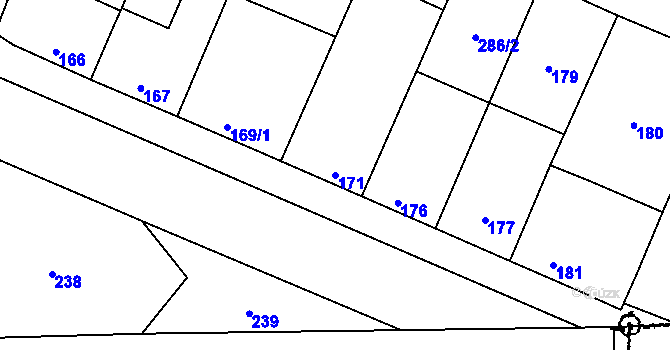 Parcela st. 171 v KÚ Bezkov, Katastrální mapa