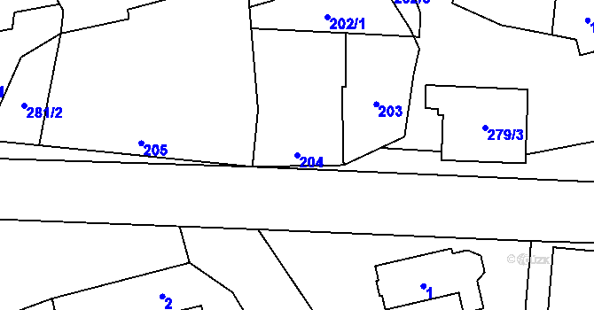 Parcela st. 204 v KÚ Bezkov, Katastrální mapa