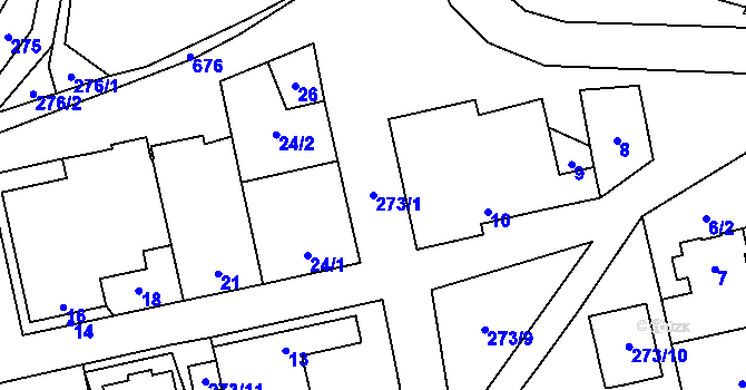 Parcela st. 273/1 v KÚ Bezkov, Katastrální mapa