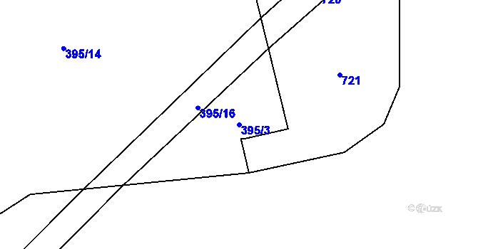 Parcela st. 395/3 v KÚ Bezkov, Katastrální mapa