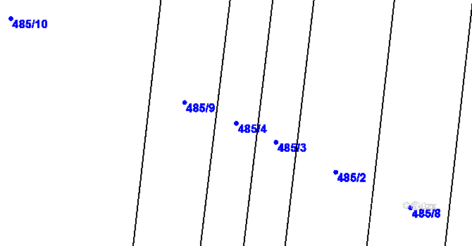Parcela st. 485/4 v KÚ Bezkov, Katastrální mapa