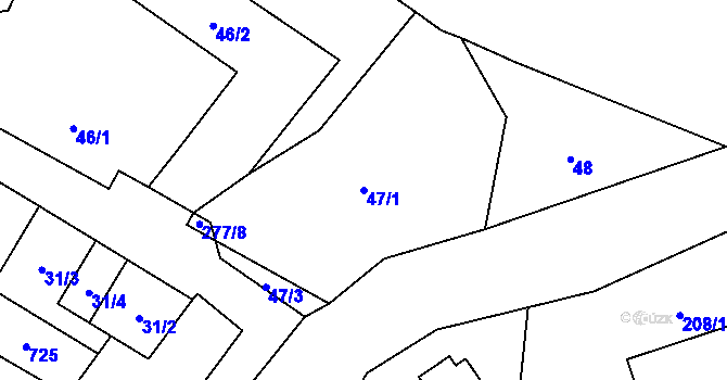 Parcela st. 47/1 v KÚ Bezkov, Katastrální mapa
