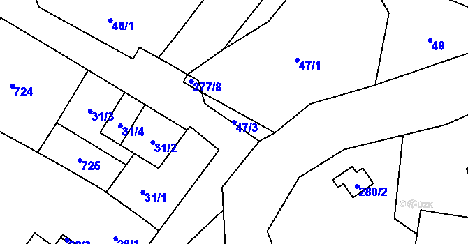 Parcela st. 47/3 v KÚ Bezkov, Katastrální mapa