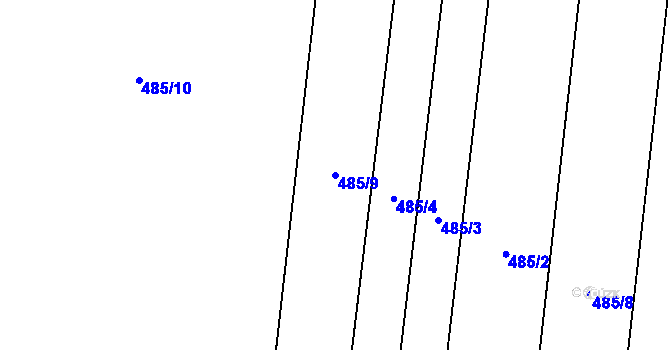 Parcela st. 485/9 v KÚ Bezkov, Katastrální mapa