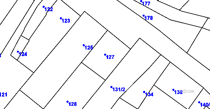 Parcela st. 127 v KÚ Bezměrov, Katastrální mapa
