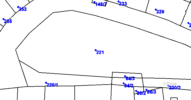 Parcela st. 221 v KÚ Bezměrov, Katastrální mapa