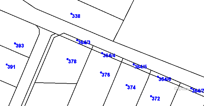 Parcela st. 364/4 v KÚ Bezměrov, Katastrální mapa