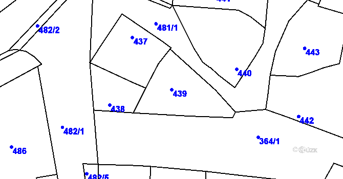 Parcela st. 439 v KÚ Bezměrov, Katastrální mapa