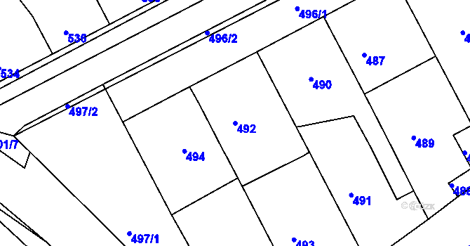 Parcela st. 492 v KÚ Bezměrov, Katastrální mapa