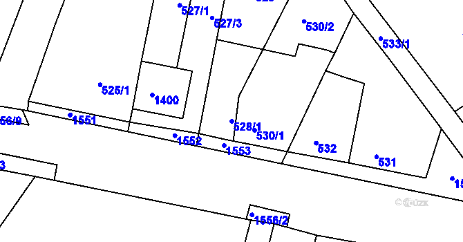 Parcela st. 528/1 v KÚ Bezměrov, Katastrální mapa