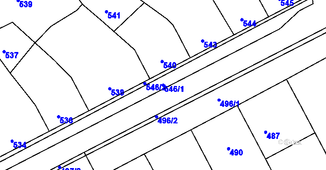 Parcela st. 546/1 v KÚ Bezměrov, Katastrální mapa