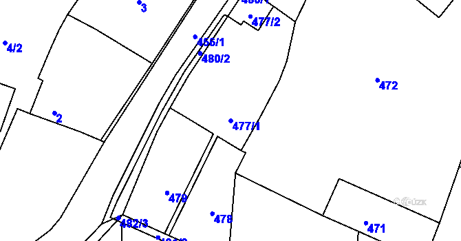 Parcela st. 477/1 v KÚ Bezměrov, Katastrální mapa