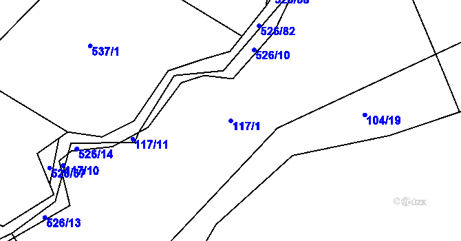 Parcela st. 117/1 v KÚ Bezník, Katastrální mapa