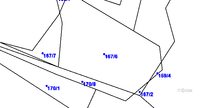 Parcela st. 167/6 v KÚ Bezník, Katastrální mapa