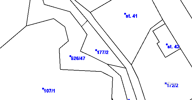 Parcela st. 177/2 v KÚ Bezník, Katastrální mapa