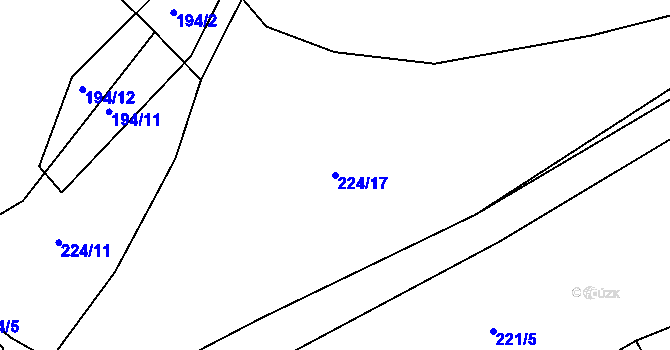 Parcela st. 224/17 v KÚ Bezník, Katastrální mapa