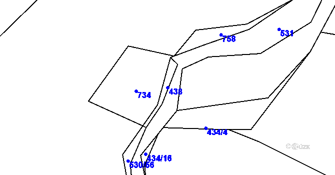 Parcela st. 438 v KÚ Bezník, Katastrální mapa