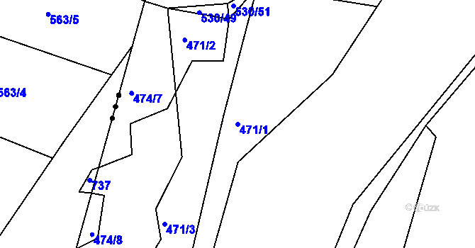 Parcela st. 471/1 v KÚ Bezník, Katastrální mapa