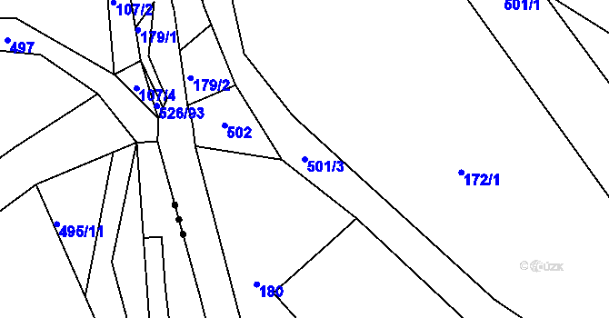 Parcela st. 501/3 v KÚ Bezník, Katastrální mapa