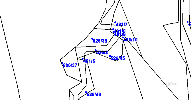Parcela st. 526/2 v KÚ Bezník, Katastrální mapa