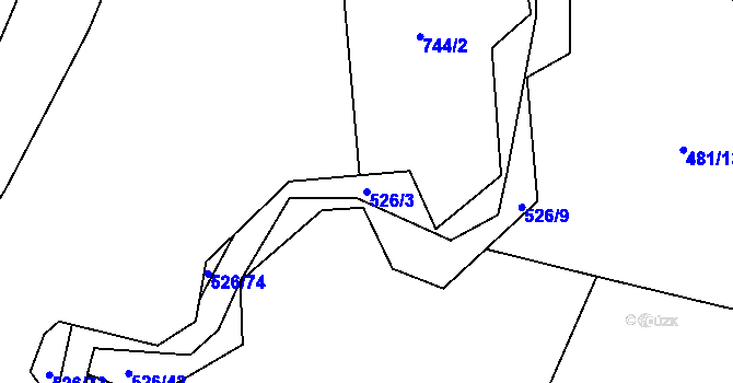 Parcela st. 526/3 v KÚ Bezník, Katastrální mapa