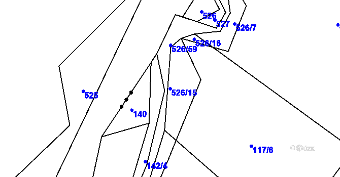 Parcela st. 526/15 v KÚ Bezník, Katastrální mapa