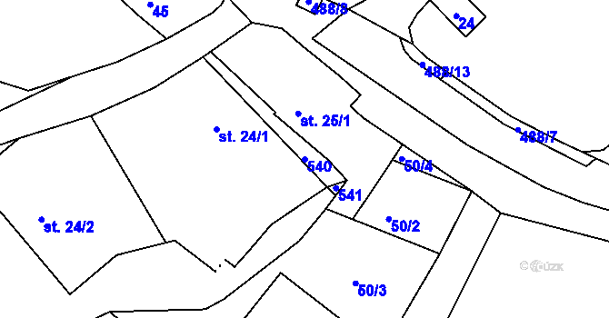 Parcela st. 540 v KÚ Bezník, Katastrální mapa
