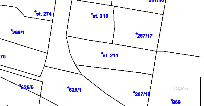 Parcela st. 211 v KÚ Bezno, Katastrální mapa