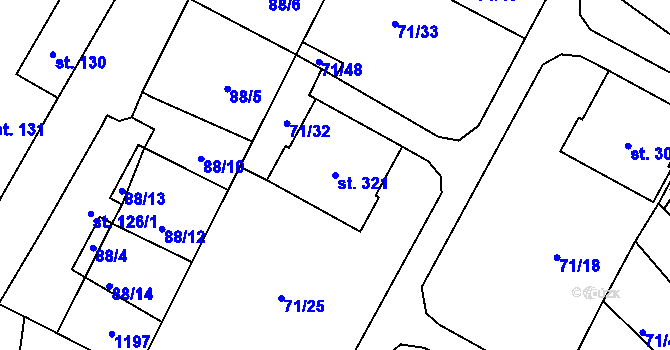 Parcela st. 321 v KÚ Bezno, Katastrální mapa