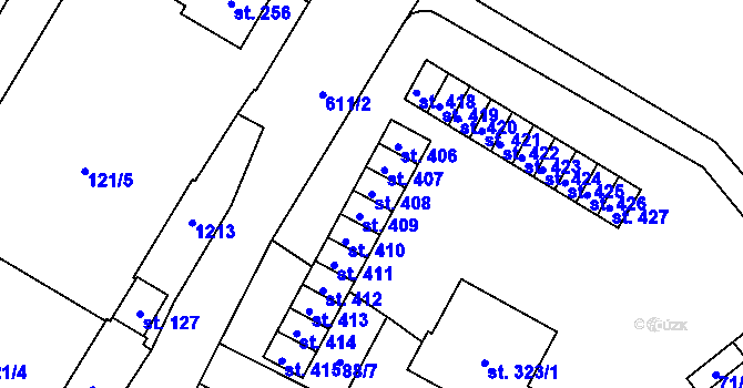 Parcela st. 408 v KÚ Bezno, Katastrální mapa
