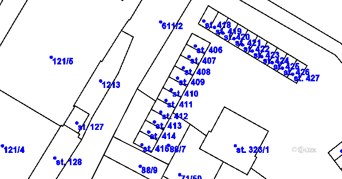 Parcela st. 410 v KÚ Bezno, Katastrální mapa