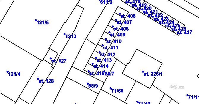 Parcela st. 412 v KÚ Bezno, Katastrální mapa