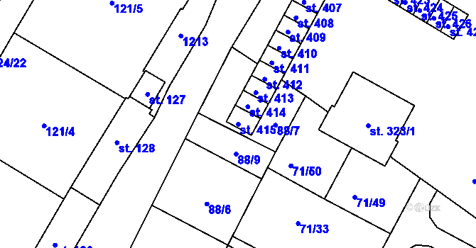 Parcela st. 415 v KÚ Bezno, Katastrální mapa