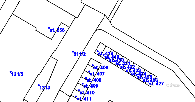 Parcela st. 418 v KÚ Bezno, Katastrální mapa