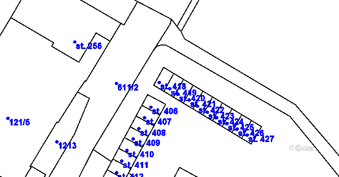 Parcela st. 419 v KÚ Bezno, Katastrální mapa