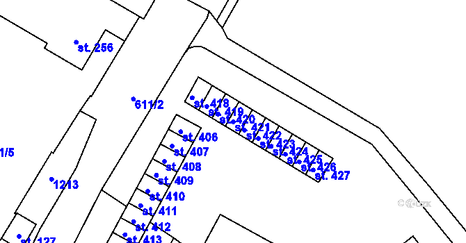Parcela st. 421 v KÚ Bezno, Katastrální mapa