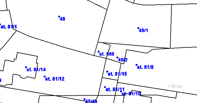 Parcela st. 566 v KÚ Bezno, Katastrální mapa