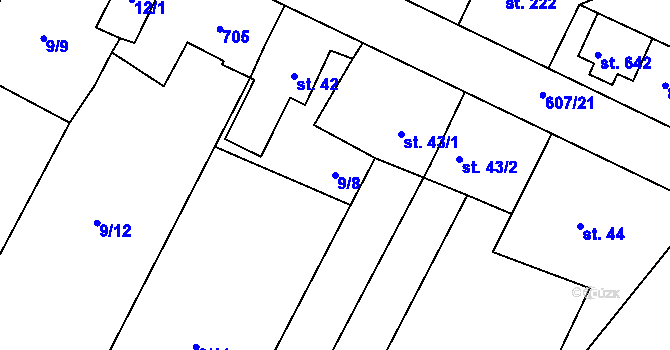 Parcela st. 9/8 v KÚ Bezno, Katastrální mapa