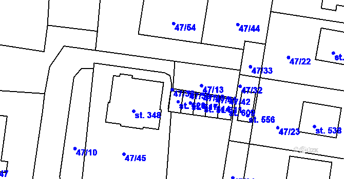 Parcela st. 47/38 v KÚ Bezno, Katastrální mapa